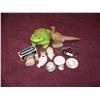 Image 1 : Multipiece Lot. Vintage Pipe in Case, Handcuffs, Ceramic Frog and Pheasant, 10pc. Vintage Pottery.