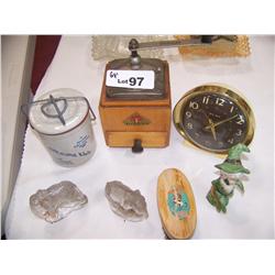 (7) Piece Misc. Antique/ Collectible lot. Lone Ranger brush,: Dienes Coffee Grinder, ETC As SHOWN