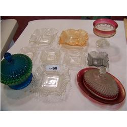 10 Piece Assorted Vintage/ Collectible Glass lot. Serving & Candy Dishes. As Shown