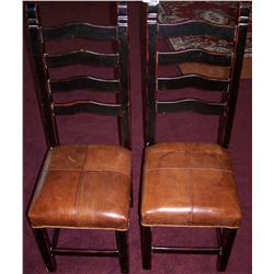 Pair of Upholdstered Wooden Chairs.