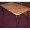 Image 1 : Table w/ Stone Top and  Heavy Wrought Iron Base.