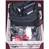 Image 1 : 2pc Lot. JVC Camcorder w/Case & Crate of New Cell Phone Cases (Aprox. 35 to 65)