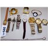 Image 1 : Collection of 9 watches, 2 Mini Clocks, and a Heart Necklace.