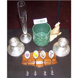 (5) Piece Lot Avon spoon set, Kangaroo Mug, 3  Sterling weighted pieces