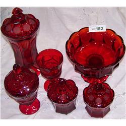 (6) Piece lot Red Ruby (4) Fostoria Coin Dot (2) Viking Glass