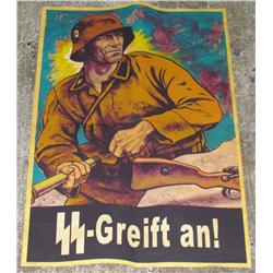 WW2 GERMAN NAZI WAFFEN SS PROPAGANDA POSTER - Appr
