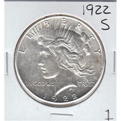 $1 SILVER PEACE 1922 S
