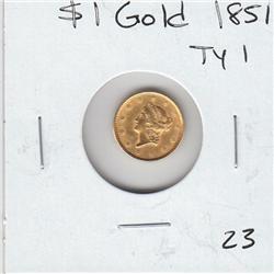 $1 GOLD LIBERTY HEAD 1851 TYPE 1