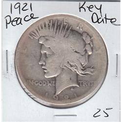 $1 PEACE KEY DATE 1921 SILVER