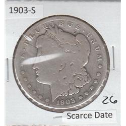 MORGAN SILVER $1 1903 S SCARCE DATE