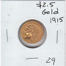 $2.5 INDIAN GOLD 1915 SHARP DETAILS