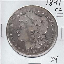 $1 MORGAN SILVER 1891 CC CARSON CITY