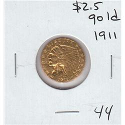 $2.5 GOLD INDIAN HEAD 1911