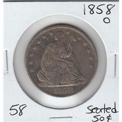 1858 O SEATED LIBERTY SILVER HALF