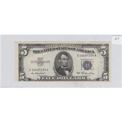 $5 SILVER CERTIFICATE BLAZING APPEAL UNC 1953