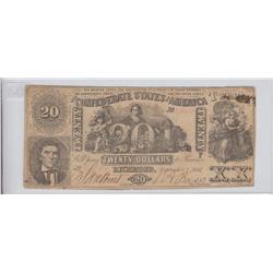 $20 CSA 1861 TOUGH YEAR CONFEDERATE