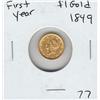 Image 1 : FIRST YEAR $1 GOLD LIBERTY HEAD 1849
