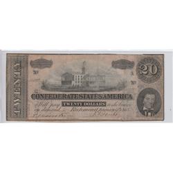 $20 CONFEDERATE CSA 1864 SHARP APPEAL