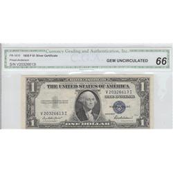 $1 SILVER CERTIFICATE 1935 F CGA GEM 66