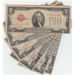 LOT OF 5 $2 RED SEALS FROM 1928 SERIES