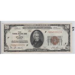 $20 FRBN ATLANTA 1929 BROWN SEAL