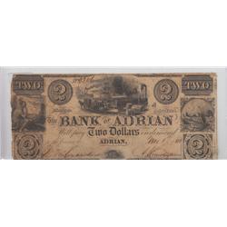 $2 ADRIAN MICHIGAN OBSOLETE 1848