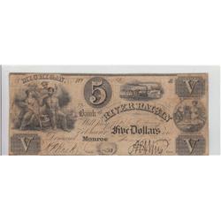 $5 RIVER RAISIN MICHIGAN OBSOLETE1844