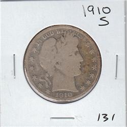 1910 S BARBER HALF SILVER