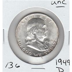 FRANKLIN HALF SILVER UNC 1949 D