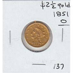 $2.5 GOLD 1851 O LIBERTY HEAD