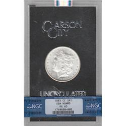$1 CARSON CITY SILVER $1 1883 CC MORGAN NGC MS 63