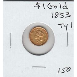 $1 GOLD LIBERTY HEAD 1853 TYPE 1
