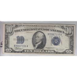 $10 SILVER CERTIFICATE 1934 C PLEASING EYE APPEAL