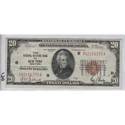 $20 FRBN 1929 BROWN SEAL FEDERAL RESERVE