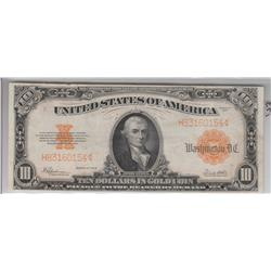 $10 1922 GOLD CERTIFICATE SUNRISE ORANGE REVERSE