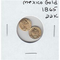 2 COINS MEXICO GOLD 22K 1865