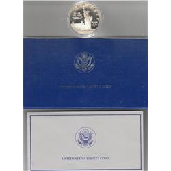 PROOF SILVER 1986 LIBERTY ELLIS ISLAND 90% WITH PAPERS AND BOX