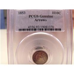 1853 PCGS SEATED LIBERTY HALF DIME W/ ARROW BOLD SHARP DETAILS