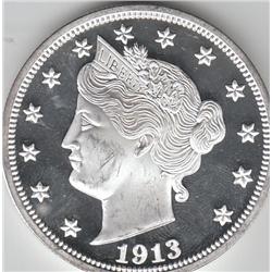 SILVER BULLION 2 OUNCES .999 PURE V NICKEL 1913 PROOF
