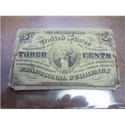 US THREE CENT FRACTIONAL CURRENCY