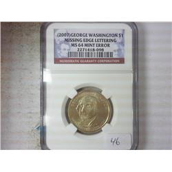 ERROR 2007 WASHINGTON $ MISSING EDGE LETTERING