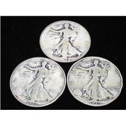 1934, 37 & 39 WALKING LIBERTY HALF DOLLARS