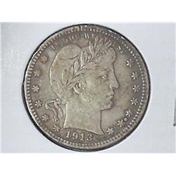 1913-D BARBER QUARTER (VERY FINE+)
