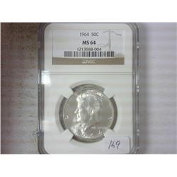 1964 KENNEDY HALF DOLLAR NGC MS64