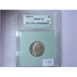 1950-D JEFFERSON NICKEL NTC MS65 FS
