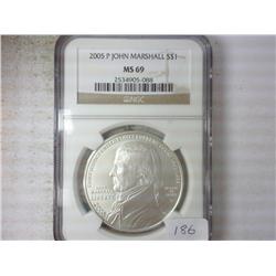 2005-P MARSHALL SILVER DOLLAR NGC MS69
