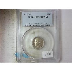 1975-S ROOSEVELT DIME PCGS PR69DCAM
