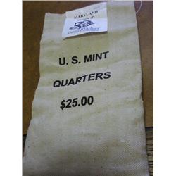 US MINT $25 BAG OF MARYLAND P QUARTERS (UNC)