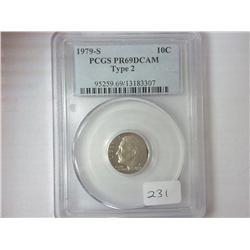 1979-S TYPE II ROOSEVELT DIME PCGS PR69DCAM