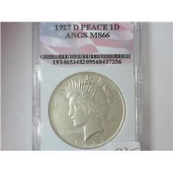 1927-D PEACE SILVER DOLLAR (AU)